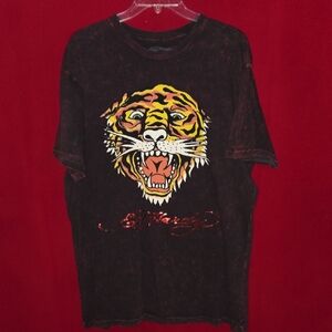 Ed Hardy Black Tee with Vibrant Tiger Graphic
